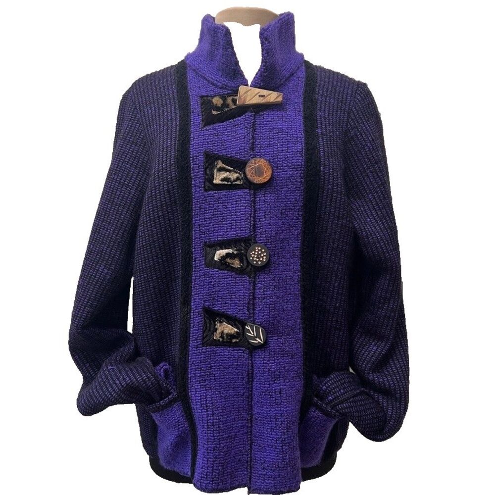 Lee Andersen Womens Large Cardigan Lagenlook Art to Wear Grannycore Boho USA